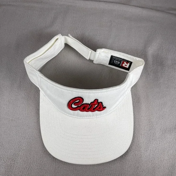 Cats Visor Hat Men OS White Embroidered Strapback Sun Cap Richardson Sports - Picture 6 of 11